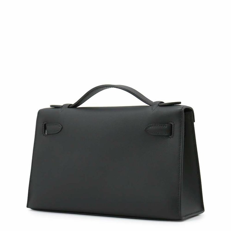 エルメス ハンドバッグ ポシェットケリー ブラック/シルバー金具 スイフト K刻印 HERMES バッグ 黒