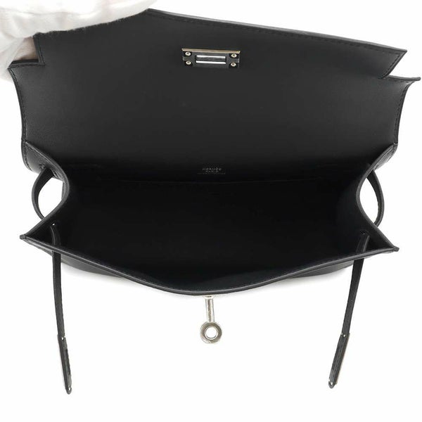 エルメス ハンドバッグ ポシェットケリー ブラック/シルバー金具 スイフト K刻印 HERMES バッグ 黒