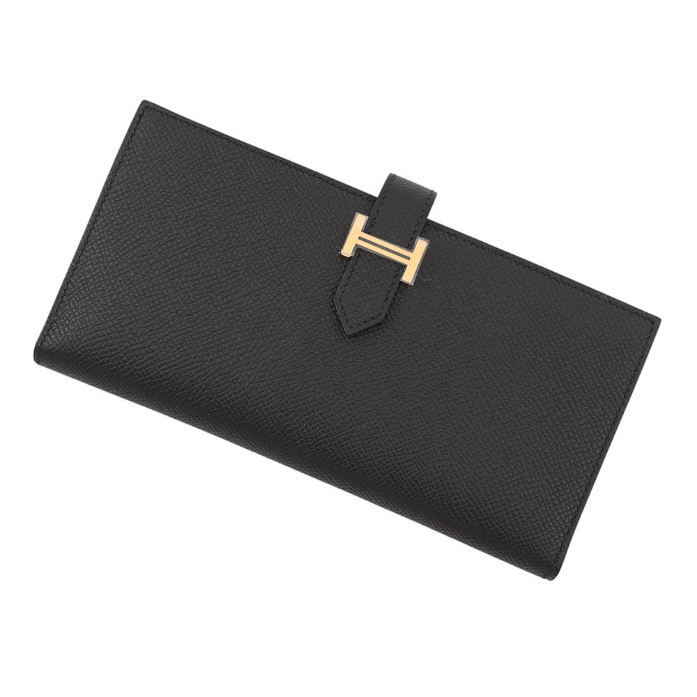 エルメス 長財布 ベアンスフレ マチ有り ブラック/ゴールド金具