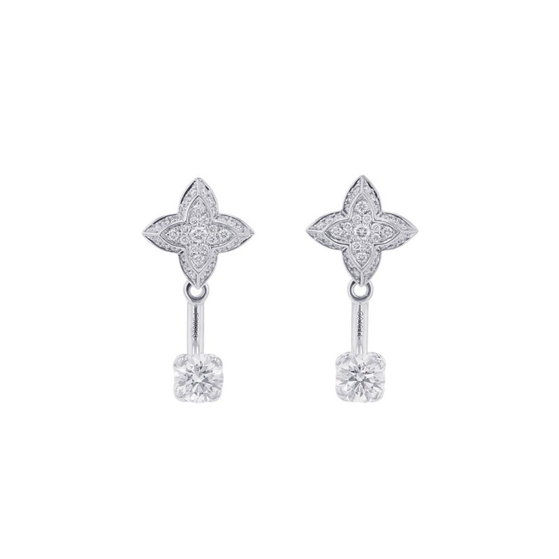 ルイヴィトン ピアス LV ダイヤモンド ダブル ラウンド ダイヤ 中石 2P 計約0.60ct/74P 計約0.22ct K18WG Q06400 LOUIS VUITTON