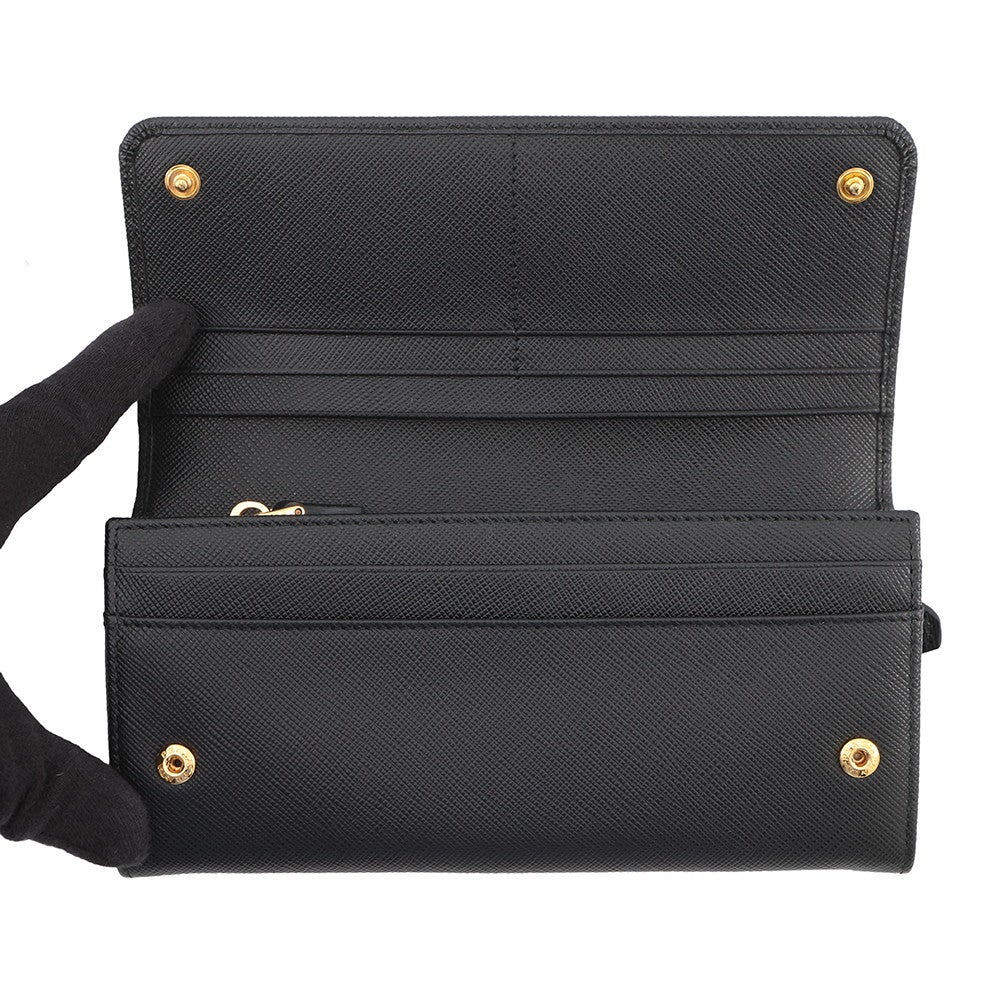 プラダ 長財布 サフィアーノレザー 1MH132 PRADA カードケース付き 黒