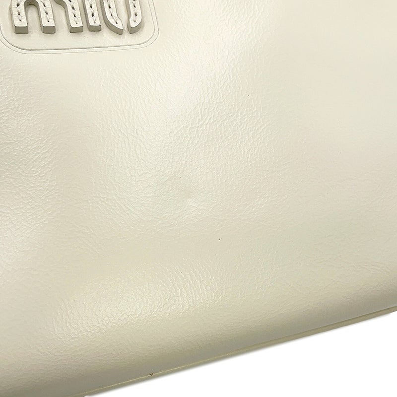 ミュウミュウ ハンドバッグ ボーリング ロゴ レザー 5BB182 Miu Miu 白