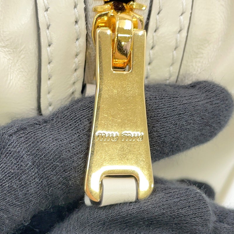 ミュウミュウ ハンドバッグ ボーリング ロゴ レザー 5BB182 Miu Miu 白