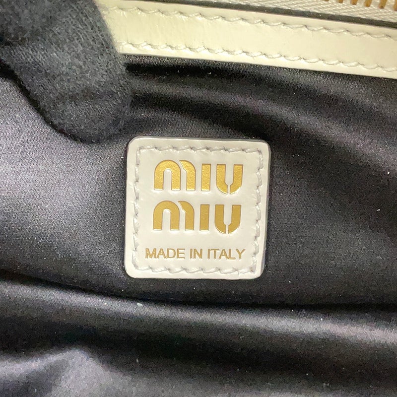 ミュウミュウ ハンドバッグ ボーリング ロゴ レザー 5BB182 Miu Miu 白