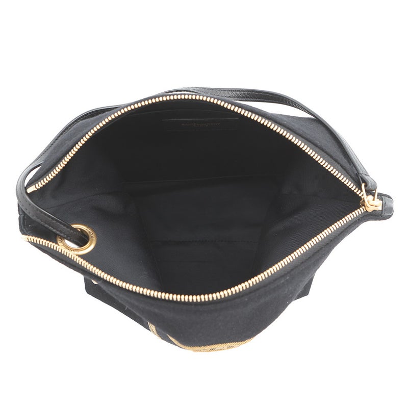 サンローランパリ ポーチ リヴゴーシュ エンブロイダリーポーチ ウール 710435 SAINT LAURENT PARIS 黒
