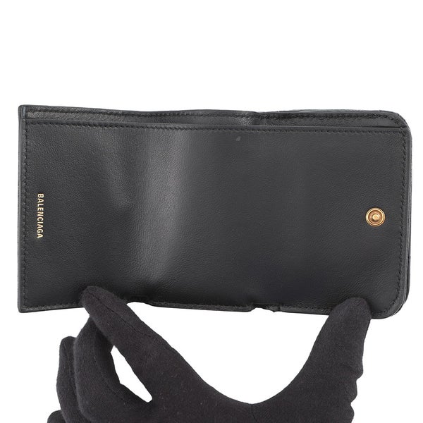 バレンシアガ 三つ折り財布 モナコ ミニ ウォレット パフィー アリーナラムスキン 765467 BALENCIAGA 黒