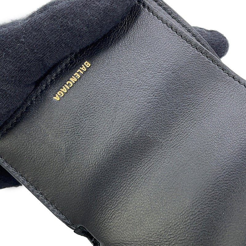バレンシアガ 三つ折り財布 モナコ ミニ ウォレット パフィー アリーナラムスキン 765467 BALENCIAGA 黒