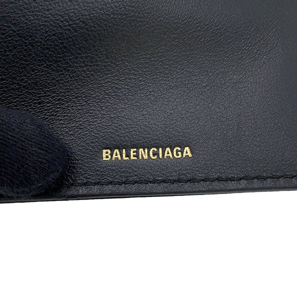 バレンシアガ 三つ折り財布 モナコ ミニ ウォレット パフィー アリーナラムスキン 765467 BALENCIAGA 黒