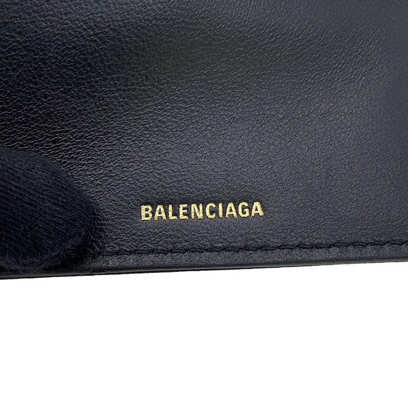 バレンシアガ 三つ折り財布 モナコ ミニ ウォレット パフィー アリーナラムスキン 765467 BALENCIAGA 黒