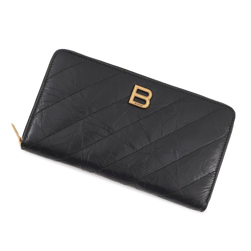 バレンシアガ 長財布 クラッシュ コンチネンタルウォレット キルテッド クラッシュドカーフレザー 766447 BALENCIAGA 黒