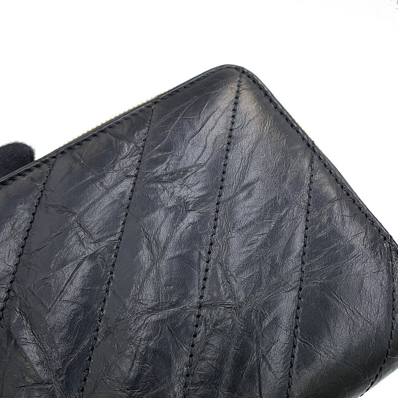 バレンシアガ 長財布 クラッシュ コンチネンタルウォレット キルテッド クラッシュドカーフレザー 766447 BALENCIAGA 黒