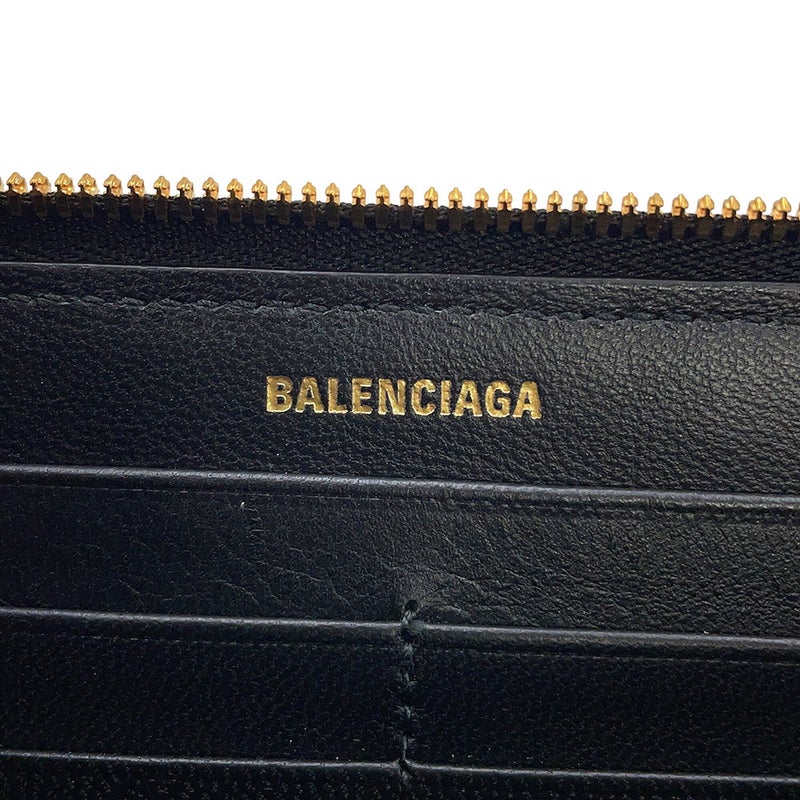 バレンシアガ 長財布 クラッシュ コンチネンタルウォレット キルテッド クラッシュドカーフレザー 766447 BALENCIAGA 黒