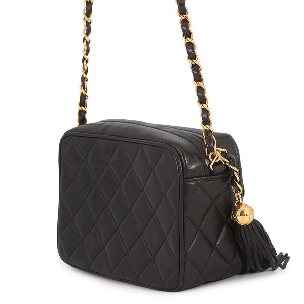 シャネル ショルダーバッグ マトラッセ ココマーク フリンジ タッセル ラムスキン CHANEL バッグ 黒
