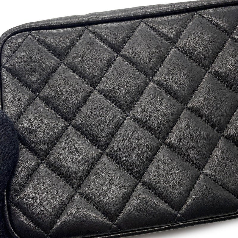 シャネル ショルダーバッグ マトラッセ ココマーク フリンジ タッセル ラムスキン CHANEL バッグ 黒