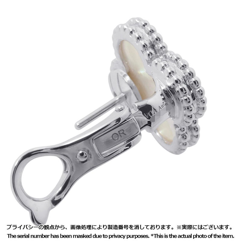 ヴァンクリーフ&アーペル ピアス ヴィンテージ アルハンブラ イヤリング マザーオブパール K18WGホワイトゴールド VCARF48600