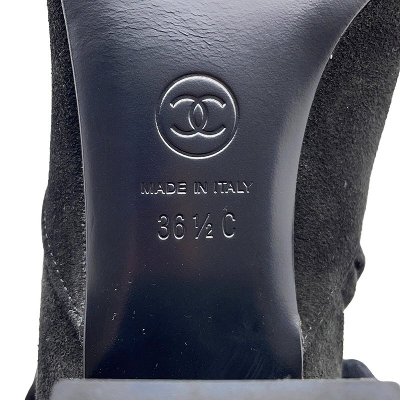 シャネル ロングブーツ ココマーク スエード/カーフスキン レディースサイズ36 1/2 G39171 CHANEL 靴 黒