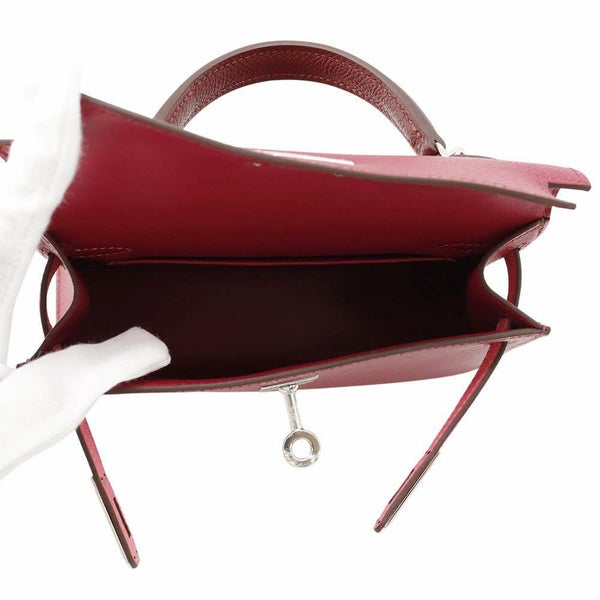 エルメス ミニケリードゥ 外縫い トリコロール ルビー/ルージュアッシュ/ローズアザレ/シルバー金具 エプソン W刻印