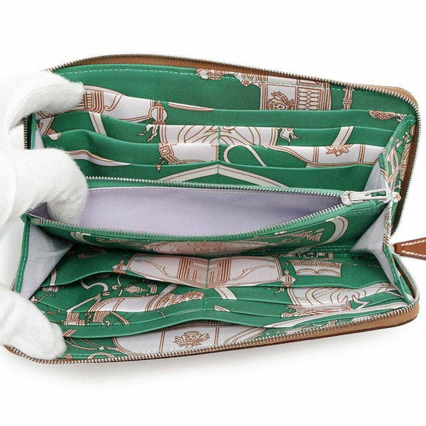 エルメス 長財布 アザップロング シルクイン ゴールド/シルバー金具 エプソン U刻印 HERMES 財布