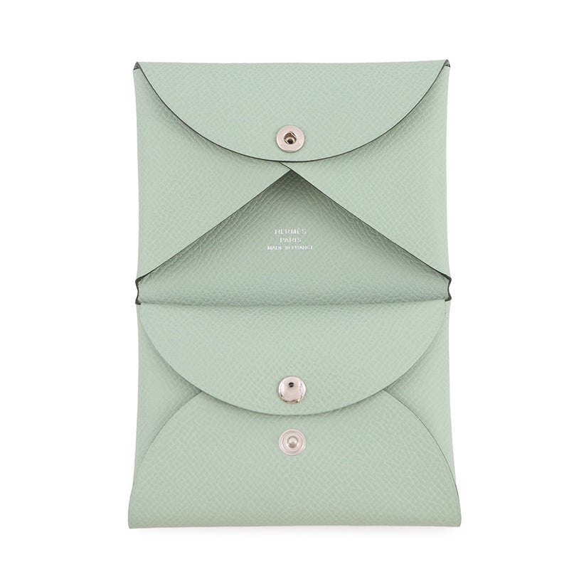 エルメス コインケース カルヴィ デュオ ヴェールドー/シルバー金具 エプソン G刻印 HERMES 財布