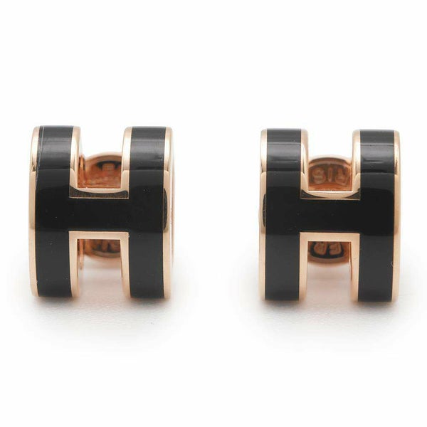 エルメス ピアス ミニ・ポップアッシュ ブラック/ピンクゴールド金具 HERMES アクセサリー