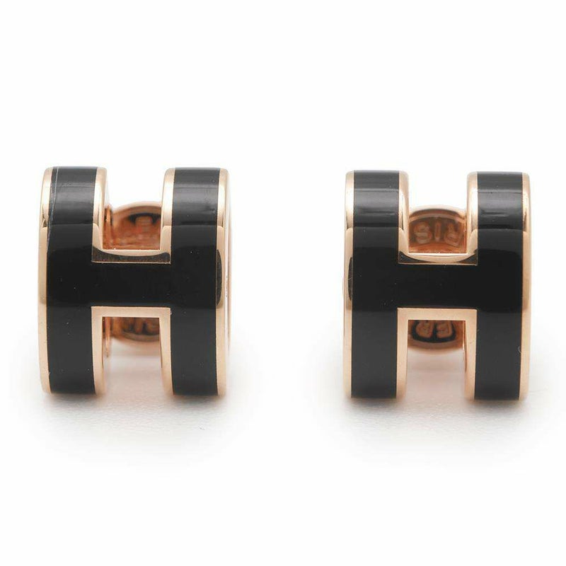 エルメス ピアス ミニ・ポップアッシュ ブラック/ピンクゴールド金具 HERMES アクセサリー