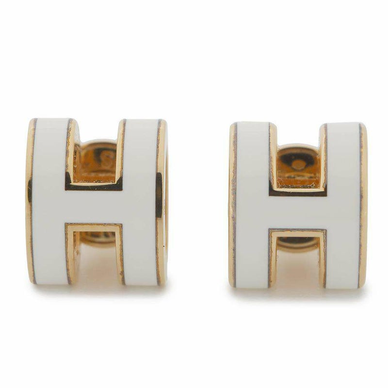 エルメス ピアス ミニ・ポップアッシュ ホワイト/ゴールド金具 Hモチーフ HERMES Pop H ポップH