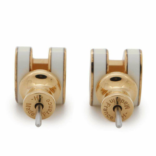 エルメス ピアス ミニ・ポップアッシュ ホワイト/ゴールド金具 Hモチーフ HERMES Pop H ポップH