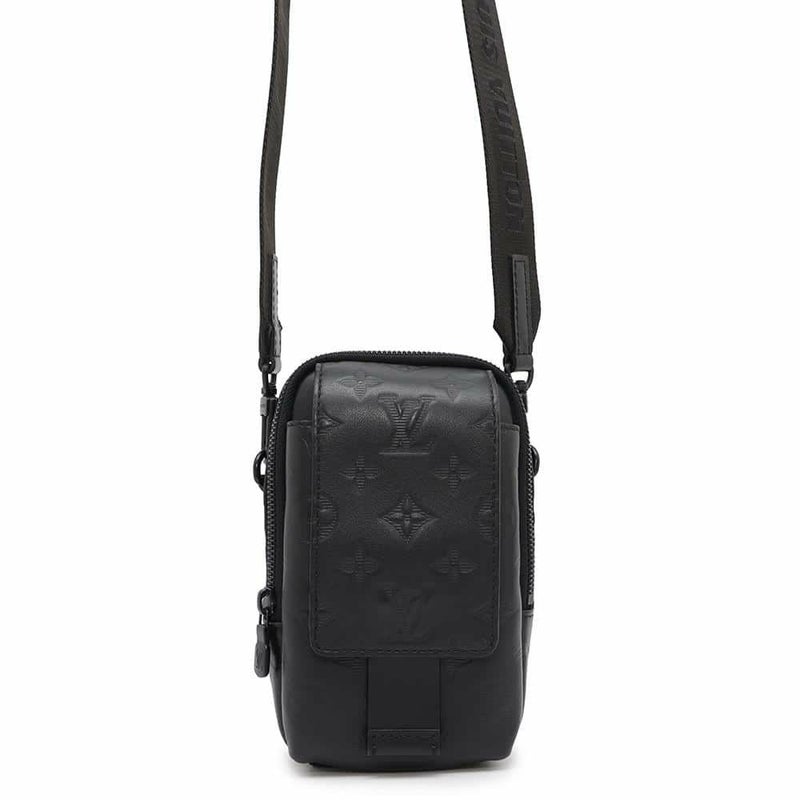 ルイヴィトン ショルダーバッグ モノグラム・シャドウ ダブル・フォンポーチ M81323 LOUIS VUITTON ブラック 黒