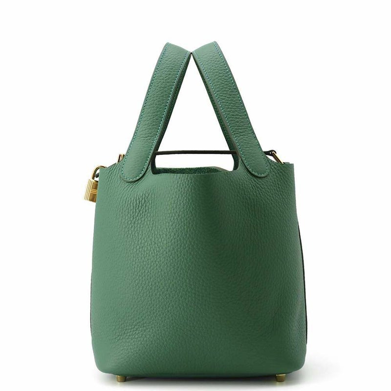 エルメス ハンドバッグ ピコタンロックPM ヴェールモワイヤン/ゴールド金具 トリヨンクレマンス W刻印 HERMES トートバッグ