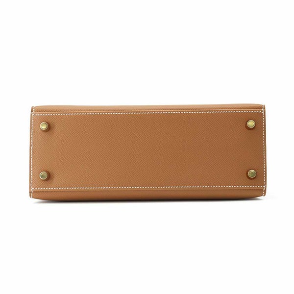 エルメス ハンドバッグ ケリー25 外縫い ゴールド/ゴールド金具 エプソン K刻印 2wayショルダー