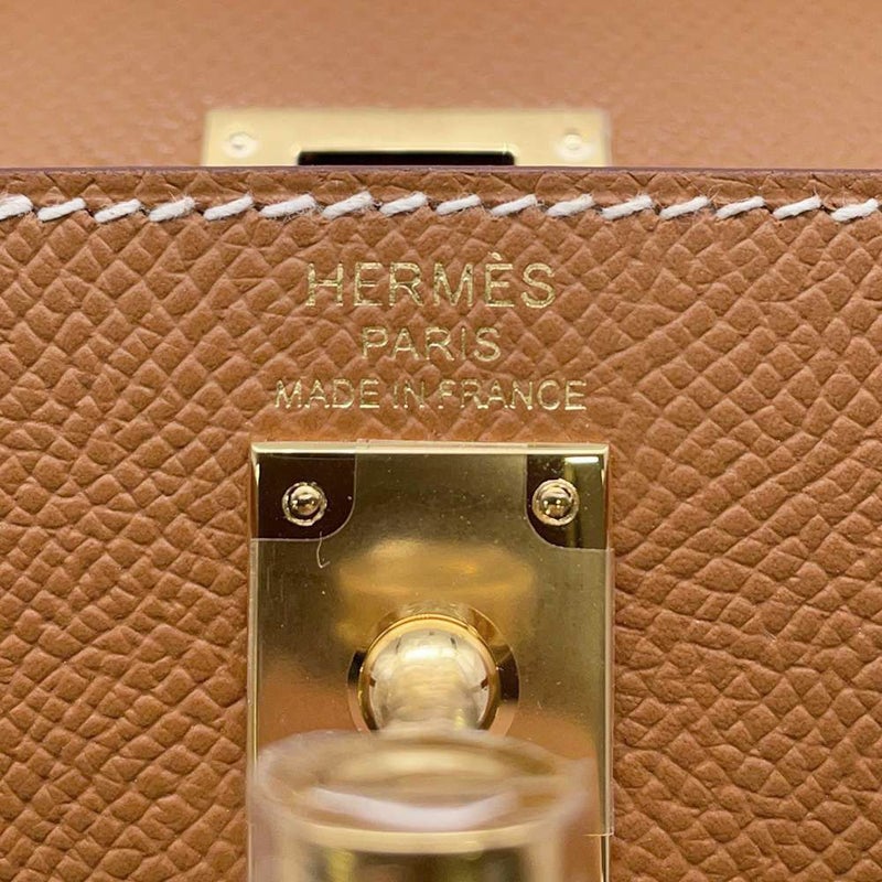 エルメス ハンドバッグ ケリー25 外縫い ゴールド/ゴールド金具 エプソン K刻印 2wayショルダー