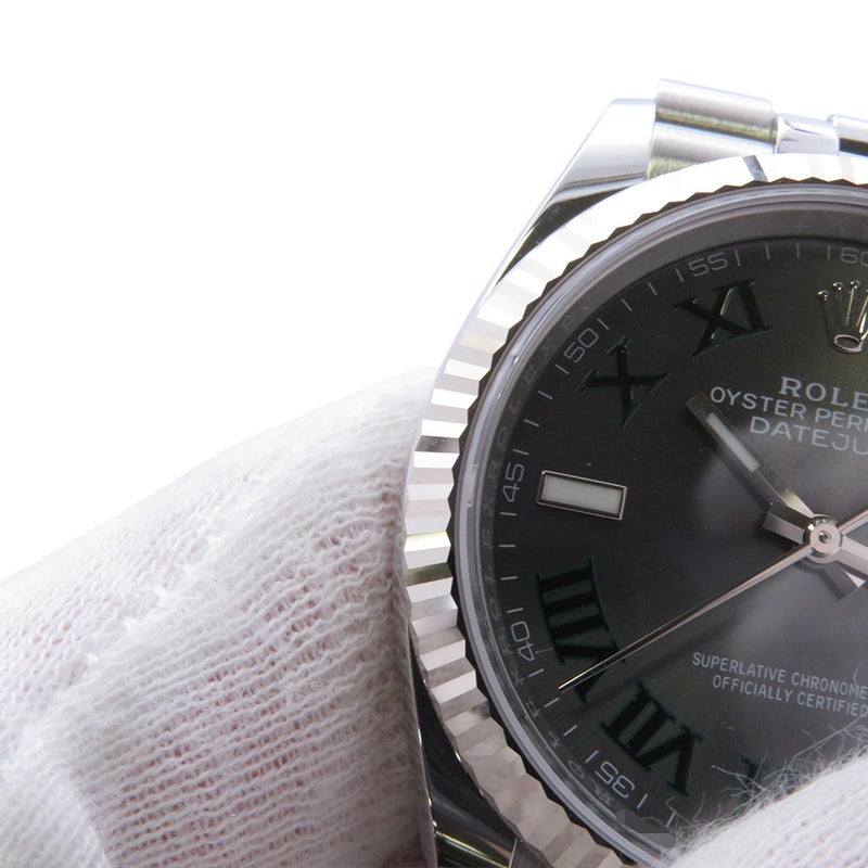 ロレックス デイトジャスト36 SS/K18WG ランダムシリアル ルーレット 126234 ROLEX 腕時計 スレート文字盤 ローマン