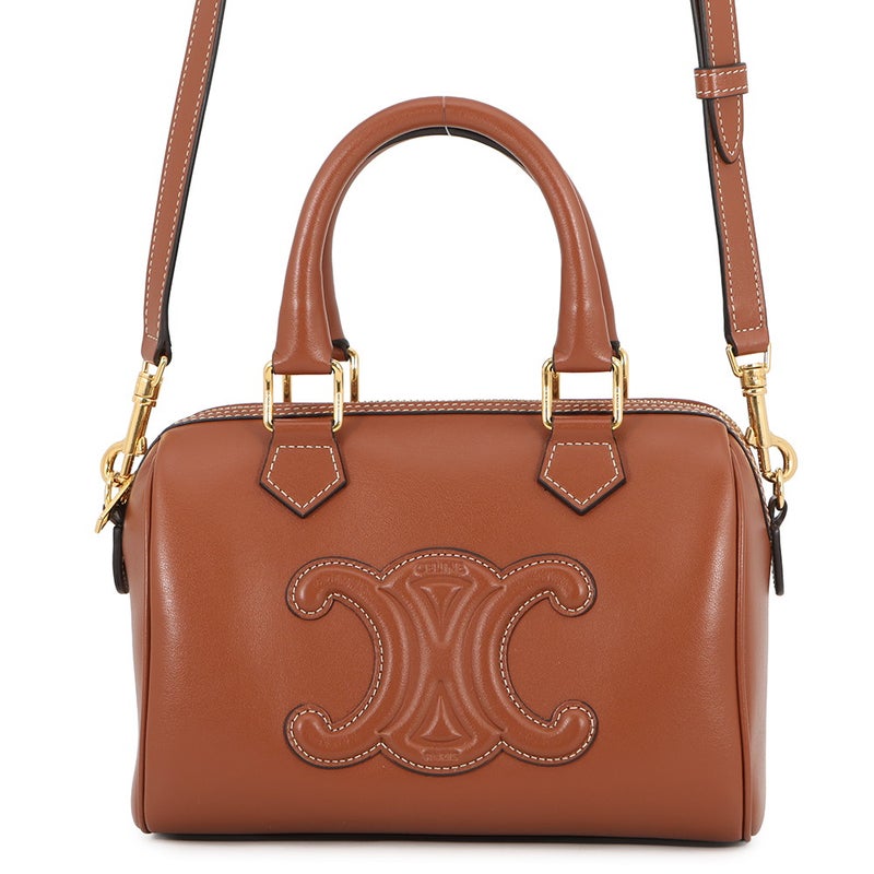 セリーヌ ハンドバッグ キュイルトリオンフ スモール ボストン スムースカーフレザー 113773 CELINE 2way ブラウン