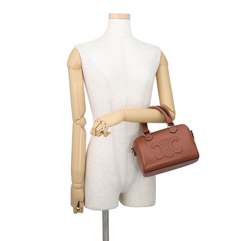 セリーヌ ハンドバッグ キュイルトリオンフ スモール ボストン スムースカーフレザー 113773 CELINE 2way ブラウン