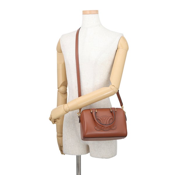 セリーヌ ハンドバッグ キュイルトリオンフ スモール ボストン スムースカーフレザー 113773 CELINE 2way ブラウン