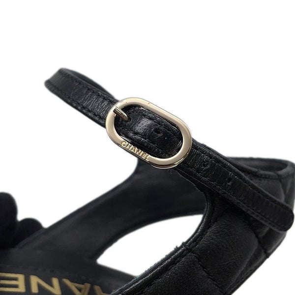 シャネル パンプス カメリア ラムスキン レディースサイズ36C G38365 CHANEL 靴 黒