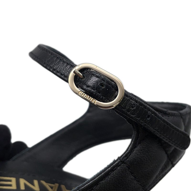 シャネル パンプス カメリア ラムスキン レディースサイズ36C G38365 CHANEL 靴 黒
