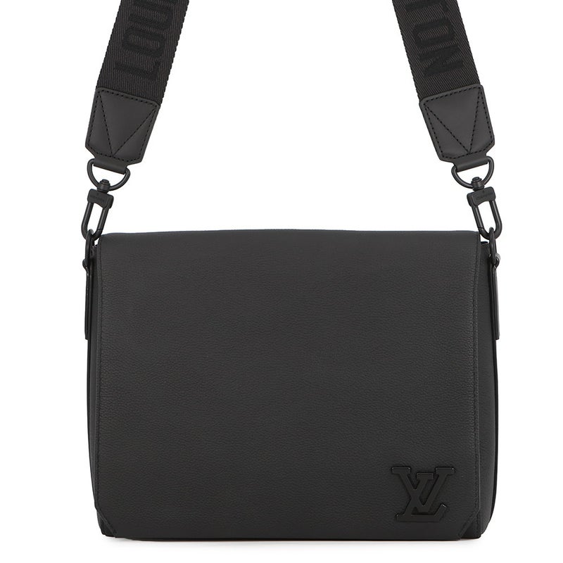 ルイヴィトン ショルダーバッグ グレインレザー テイクオフ・メッセンジャー M57080 LOUIS VUITTON ヴィトン 黒 ブラック