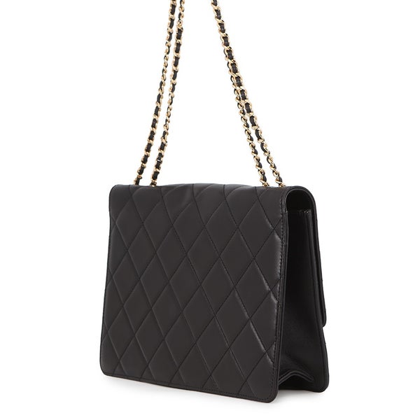 シャネル チェーンショルダーバッグ マトラッセ ココマーク ココロック ダブルチェーン CHANEL 黒