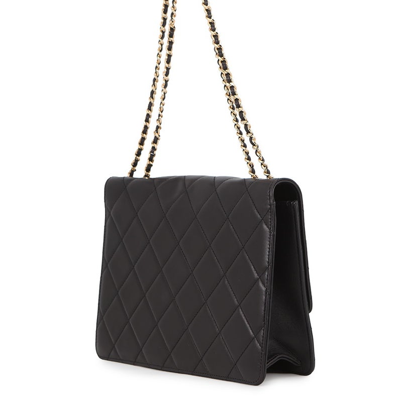 シャネル チェーンショルダーバッグ マトラッセ ココマーク ココロック ダブルチェーン CHANEL 黒