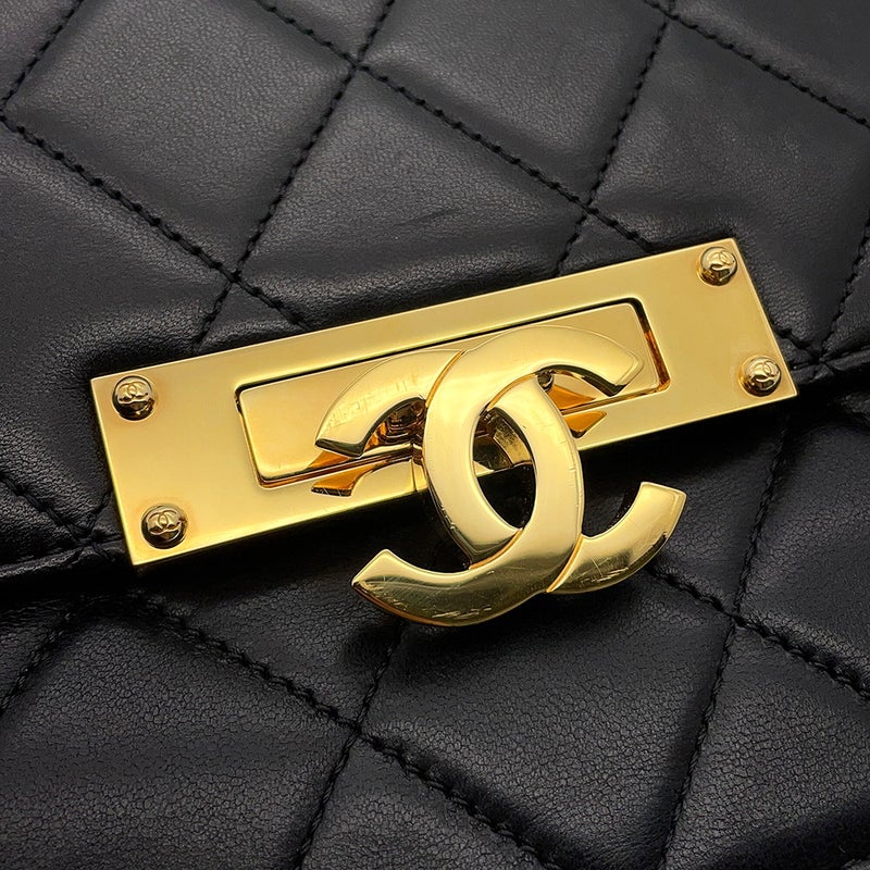 シャネル チェーンショルダーバッグ マトラッセ ココマーク ココロック ダブルチェーン CHANEL 黒
