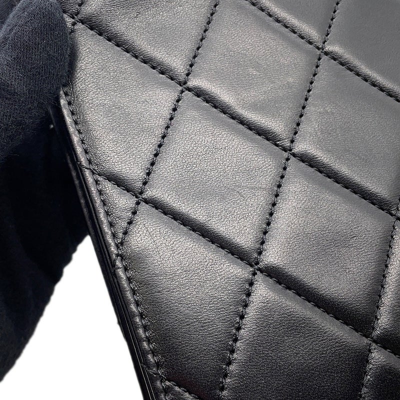 シャネル チェーンショルダーバッグ マトラッセ ココマーク ココロック ダブルチェーン CHANEL 黒