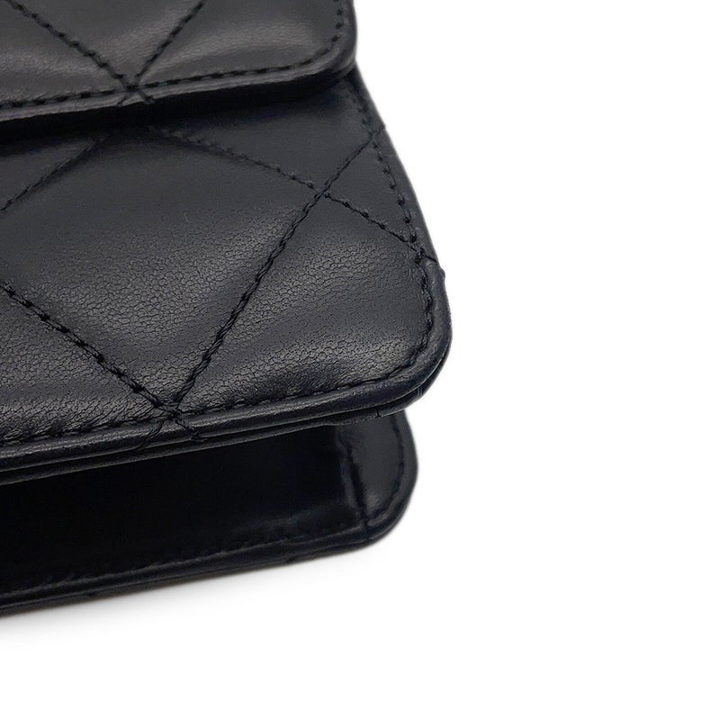 シャネル チェーンショルダーバッグ マトラッセ ココマーク ココロック ダブルチェーン CHANEL 黒