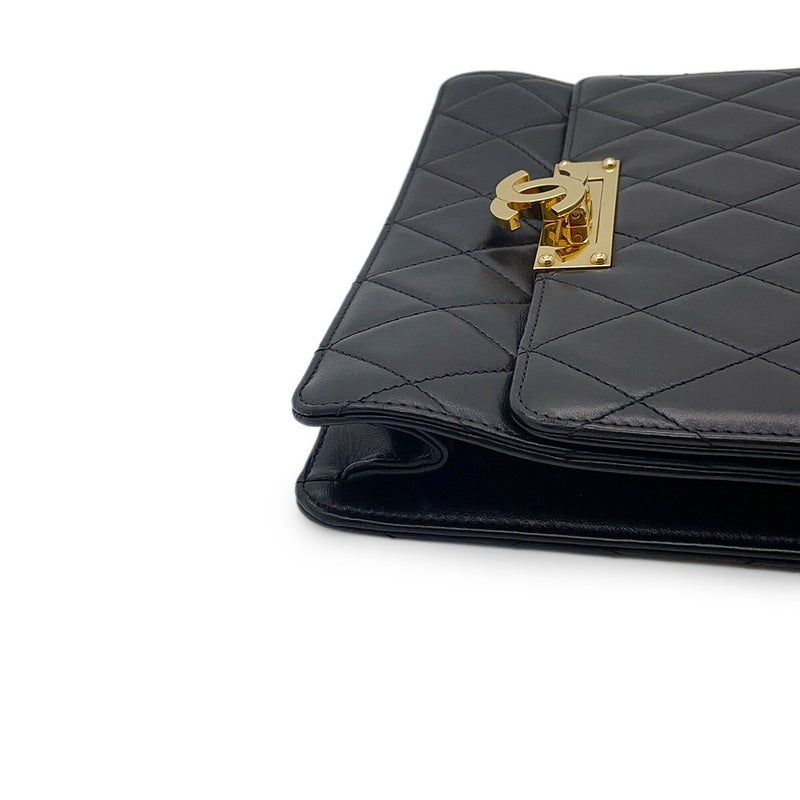 シャネル チェーンショルダーバッグ マトラッセ ココマーク ココロック ダブルチェーン CHANEL 黒