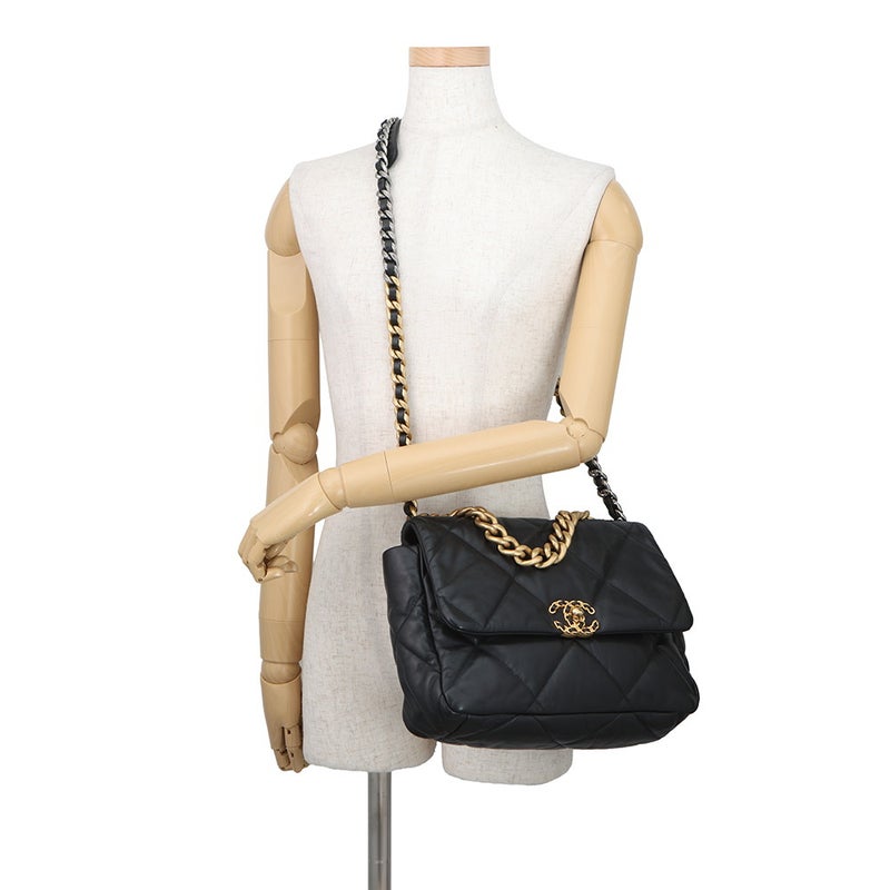 シャネル チェーンショルダーバッグ CHANEL19 ラージ ラムスキン AS1161 CHANEL 2way 黒