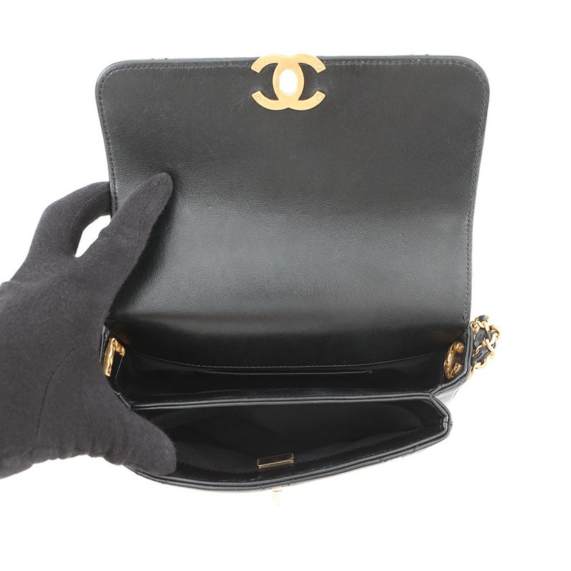 シャネル チェーンショルダーバッグ マトラッセ ミニフラップ ココマーク ラムスキン AS4862 CHANEL バッグ 黒