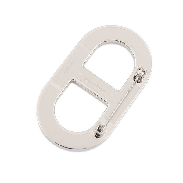 エルメス ブローチ シェーヌダンクル オレンジ/シルバー金具 エプソン HERMES アクセサリー