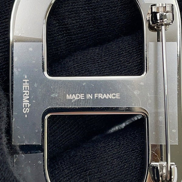 エルメス ブローチ シェーヌダンクル オレンジ/シルバー金具 エプソン HERMES アクセサリー