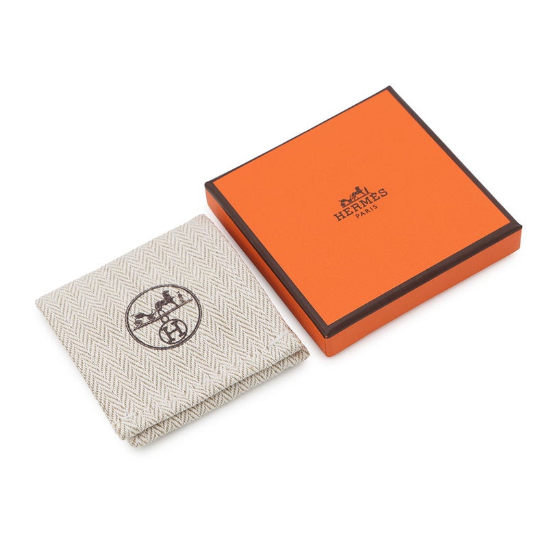 エルメス ブローチ シェーヌダンクル オレンジ/シルバー金具 エプソン HERMES アクセサリー