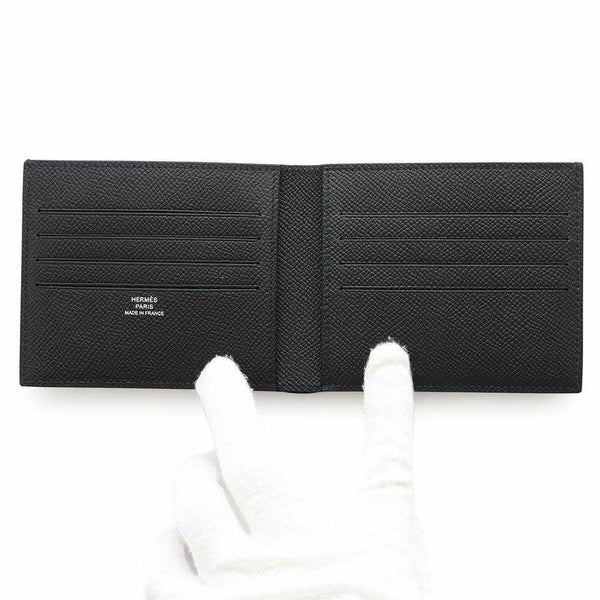 エルメス 二つ折り財布 シチズンツイル コンパクト ブラック エプソン B刻印 HERMES 財布 メンズ 黒
